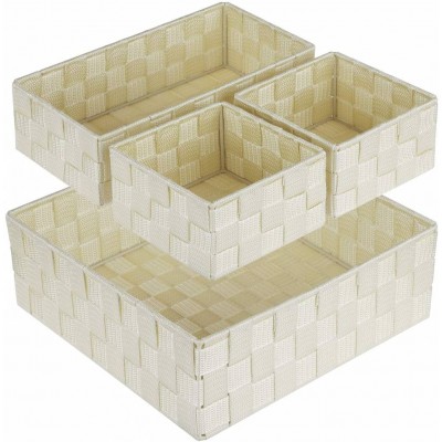 Storage Box Organizer Nylon Braided Strap Cube Basket Bin Container Tote Organizer Divider For Cosmetics Storage,Set Of 4