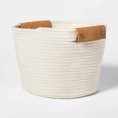 Cotton Rope Basket Foldable Storage Tools There Are Two Leather Handle Are Of Reliable Quality Large Medium And Small