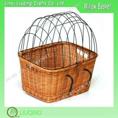 Wicker Pet Bike Basket With Wire Cover Handmade Willow Dog Basket Wicker Bike Basket Front