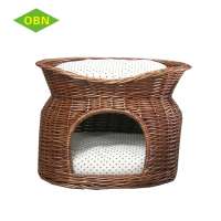 China custom nice quality beautiful antique pet house wicker dog bed indoor cat house for sale